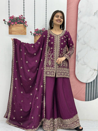 Designer Party Wear Top Plazzo & Dupatta Set👗