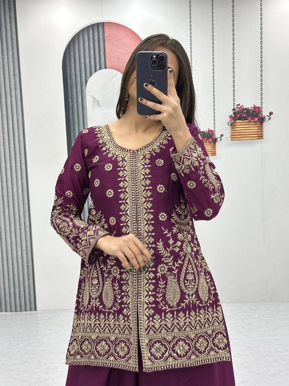 Designer Party Wear Top Plazzo & Dupatta Set👗