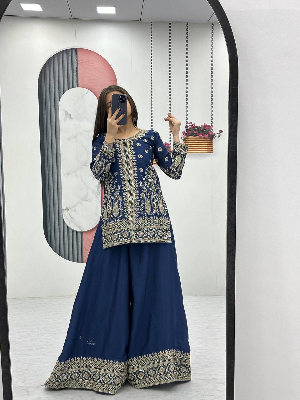 Designer Party Wear Top Plazzo & Dupatta Set👗