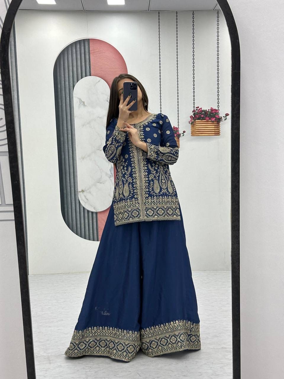 Designer Party Wear Top Plazzo & Dupatta Set👗