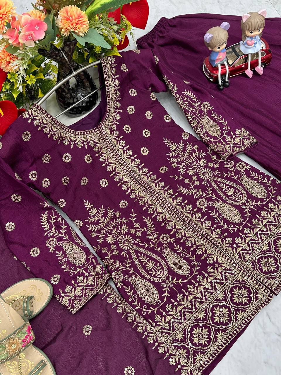 Designer Party Wear Top Plazzo & Dupatta Set👗