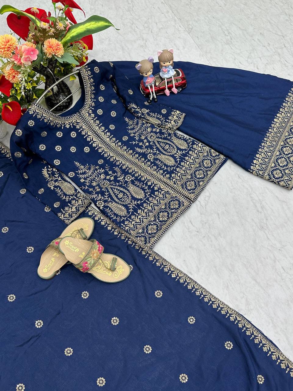 Designer Party Wear Top Plazzo & Dupatta Set👗