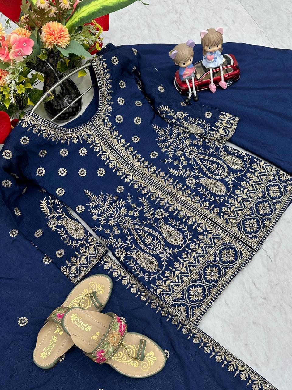 Designer Party Wear Top Plazzo & Dupatta Set👗