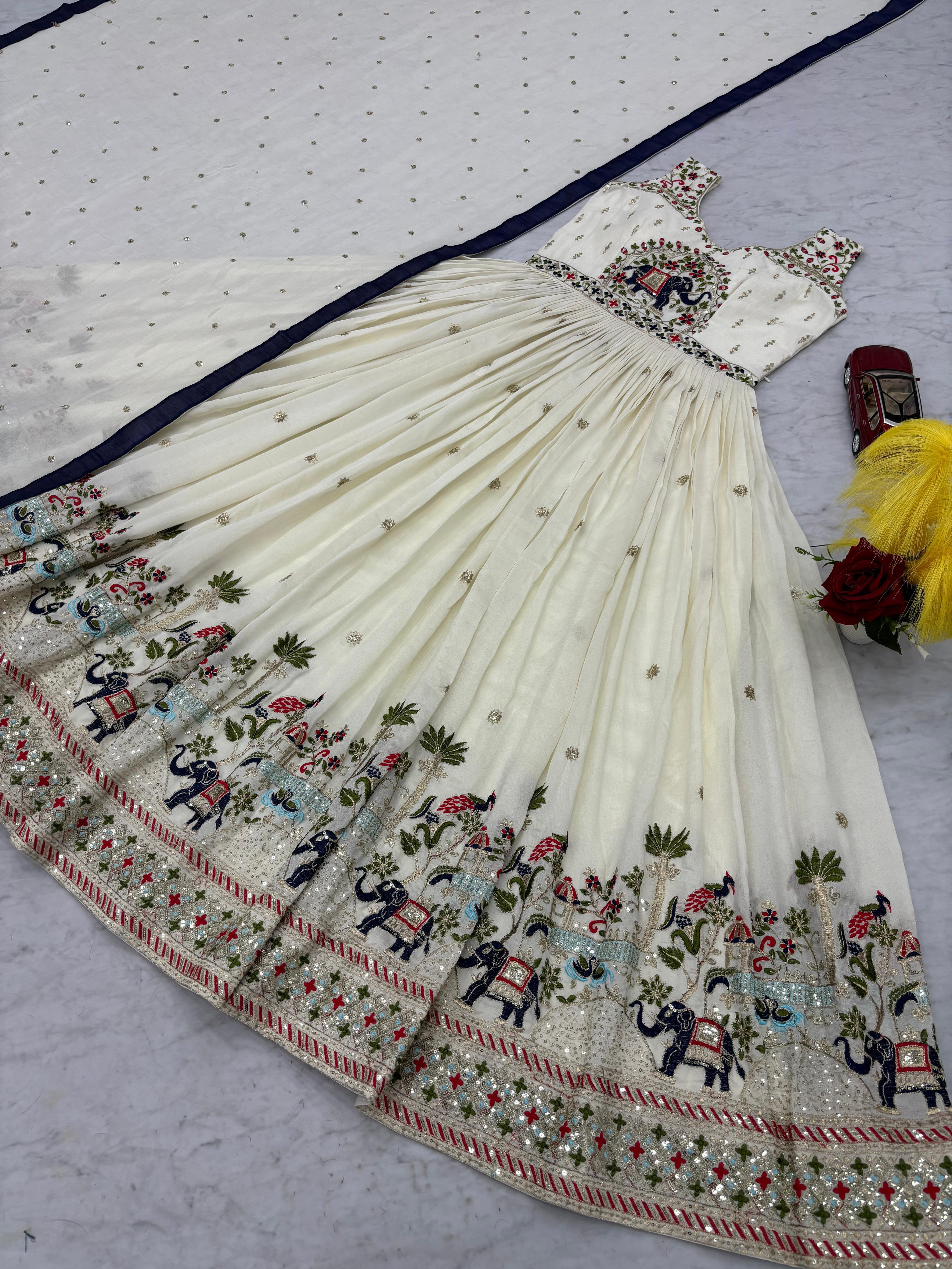 Embroidery Thread & Sequence Work Gown