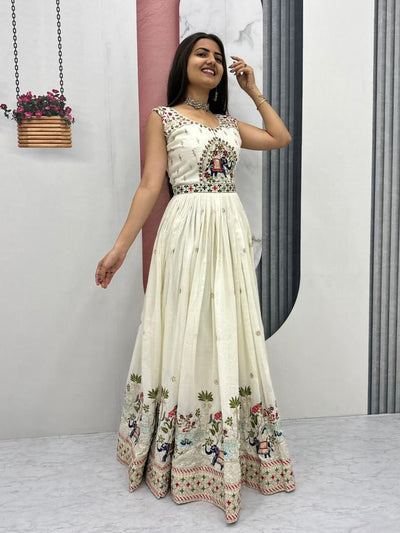 Embroidery Thread & Sequence Work Gown