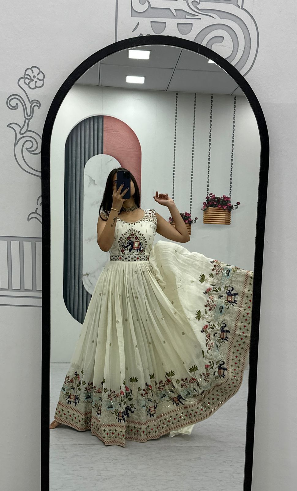 Embroidery Thread & Sequence Work Gown