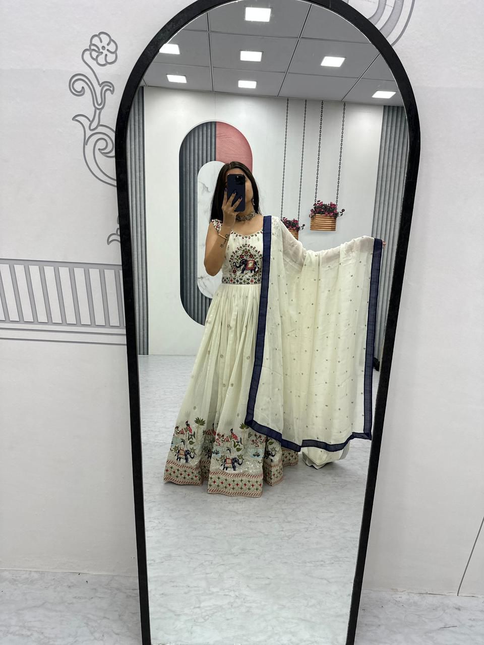 Embroidery Thread & Sequence Work Gown