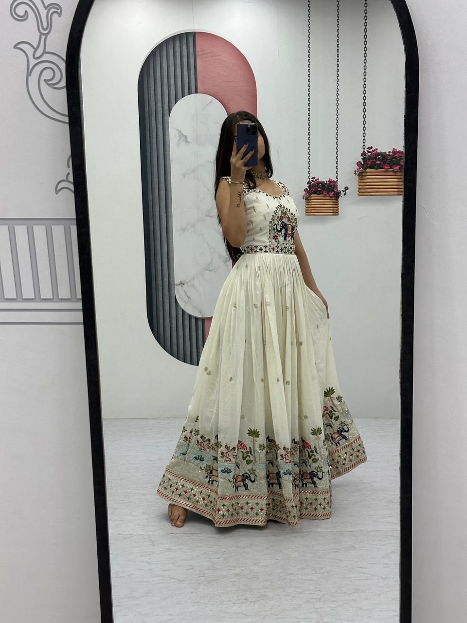 Embroidery Thread & Sequence Work Gown