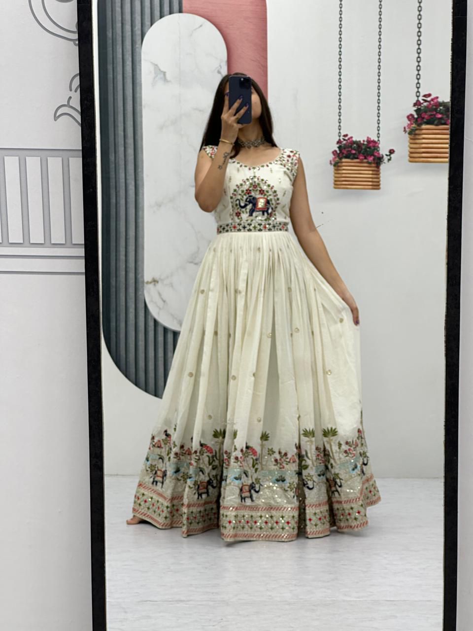 Embroidery Thread & Sequence Work Gown